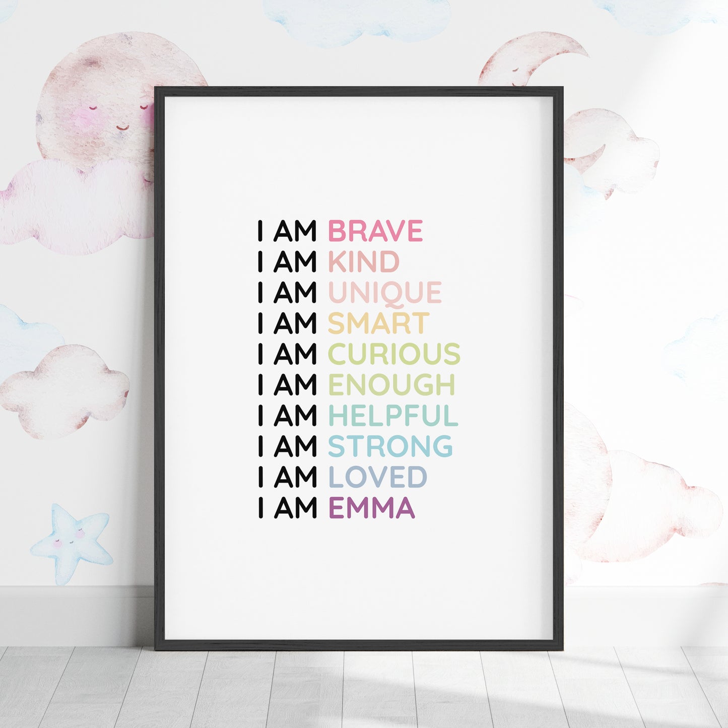 Magic Mindset Affirmations ~ Black Framed Print