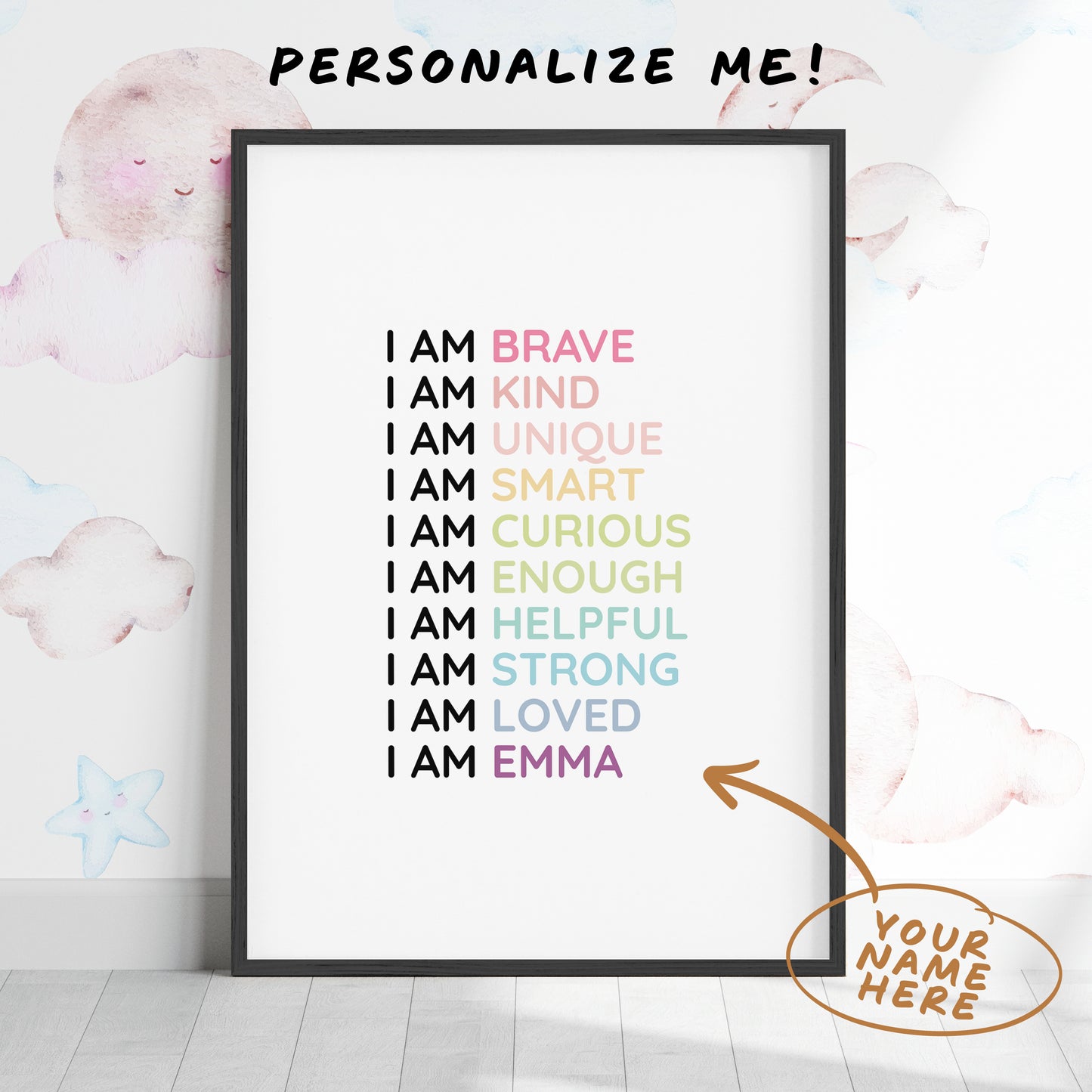 Magic Mindset Affirmations ~ Black Framed Print