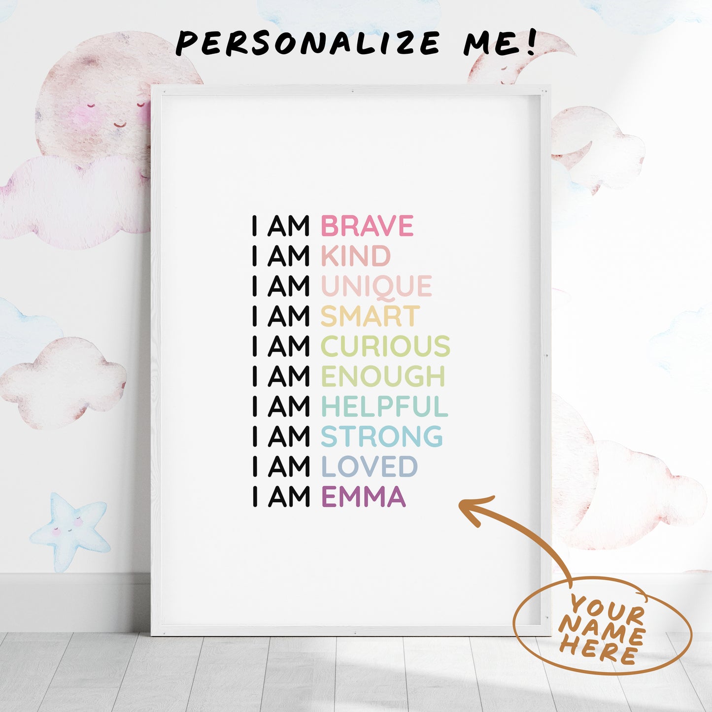 Magic Mindset Affirmations ~ White Framed Print