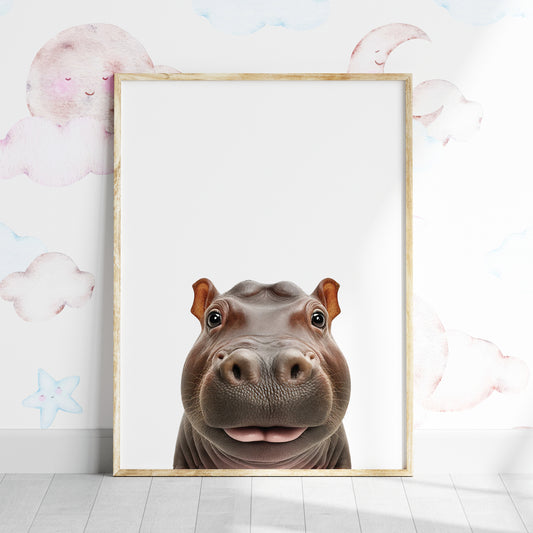 Baby Hippo Portrait Print